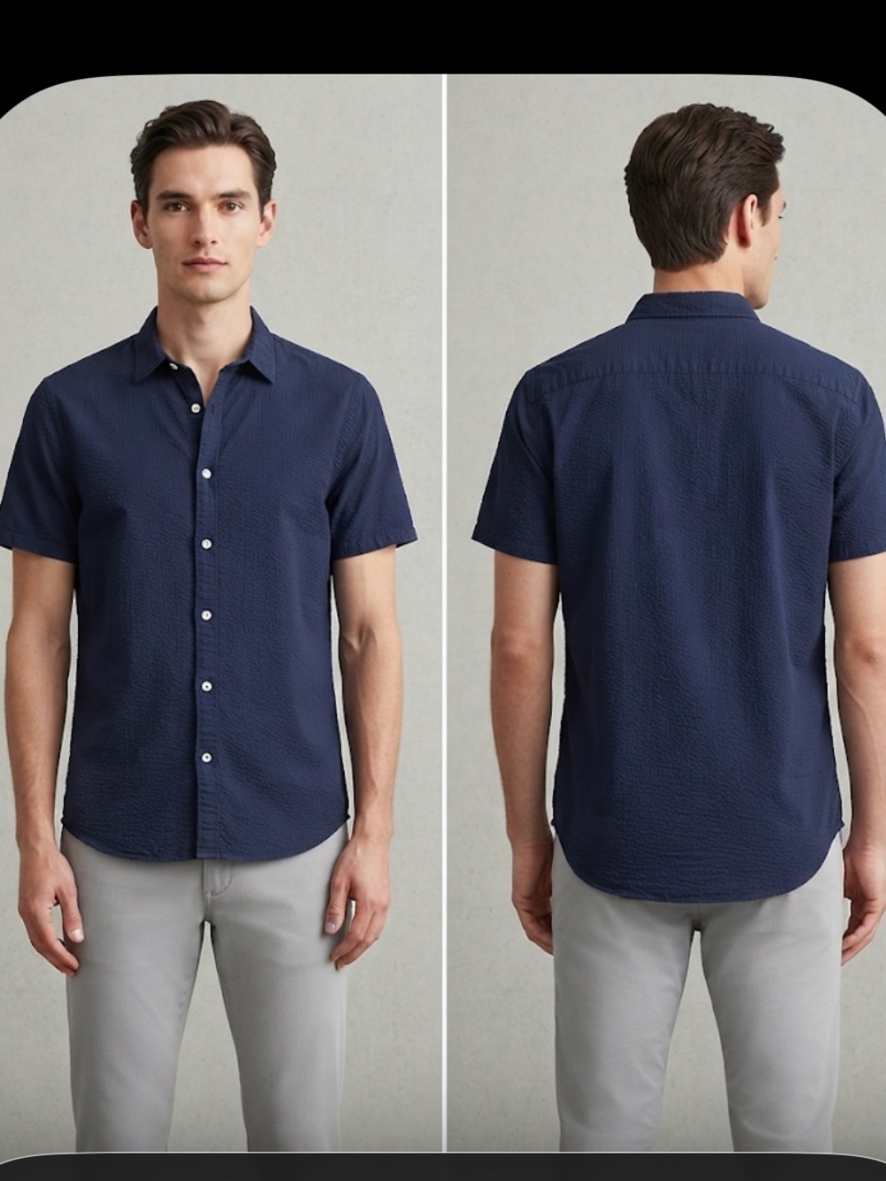 Bonobos Slim Fit Navy Seersucker Casual Short Sleeve Shirt SizeM lite weight $85